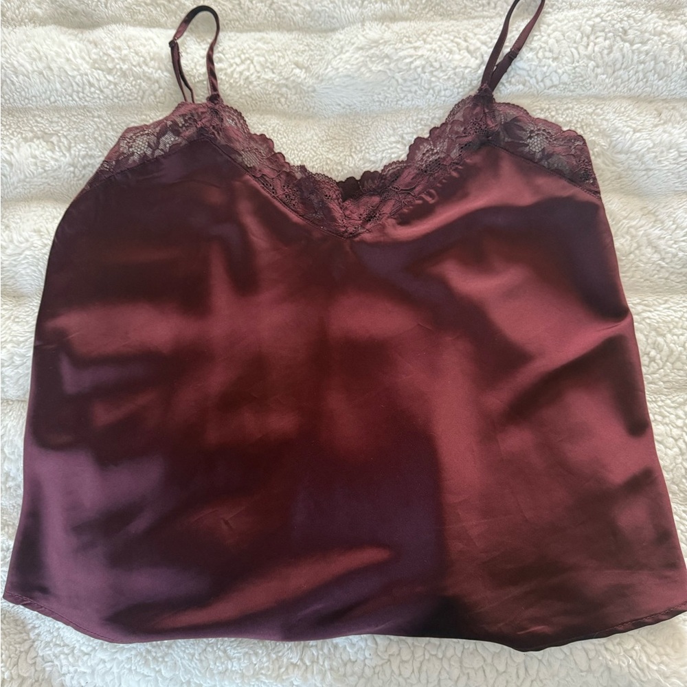 Pink Rose Burgundy Lace Cami